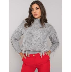 SVĚTLE ŠEDÝ SVETR S TŘÁSNĚMI CA-SW-3744.08-GREY Velikost: ONE SIZE