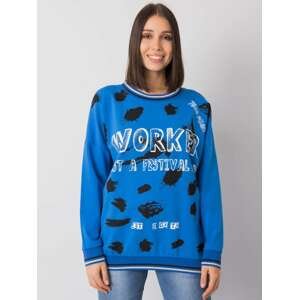 MODRÁ DÁMSKÁ MIKINA S POTISKEM RV-BZ-7219.11P-BLUE Velikost: ONE SIZE