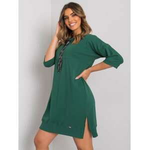 TMAVĚ ZELENÉ MIKINOVÉ ŠATY RV-SK-6273.47P-DARK GREEN Velikost: S/M