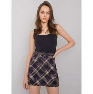 TMAVĚ FIALOVÁ KÁROVANÁ MINI SUKNĚ DHJ-SD-3213.11P-DARK PURPLE Velikost: XL