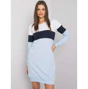 MIKINOVÉ ŠATY FELICIANA - BÍLÁ-TMAVĚ MODRÁ-SVĚTLE MODRÁ RV-SK-5869.04-WHITE-NAVY-LIGHT BLUE Velikost: M