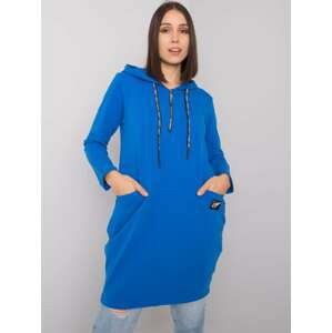 MODRÁ  OVERSIZE TUNIKA KIERRA S KAPUCÍ A ZIPEM RV-TU-7238.36-BLUE Velikost: ONE SIZE