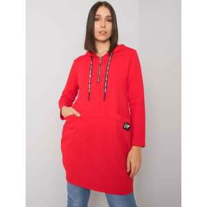 ČERVENÁ OVERSIZE TUNIKA KIERRA S KAPUCÍ A ZIPEM RV-TU-7238.36-RED Velikost: ONE SIZE