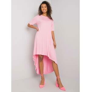 SVĚTLE RŮŽOVÉ ASYMETRICKÉ DÁMSKÉ MAXI ŠATY RV-SK-R4889.09-PINK Velikost: S/M