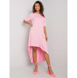 SVĚTLE RŮŽOVÉ ASYMETRICKÉ DÁMSKÉ MAXI ŠATY RV-SK-R4889.09-PINK Velikost: L/XL