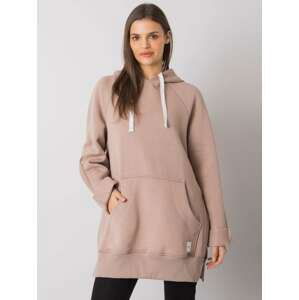 TMAVĚ BÉŽOVÁ DÁMSKÁ MIKINA S KAPUCÍ -RV-BL-7371.00P-DARK BEIGE Velikost: S/M