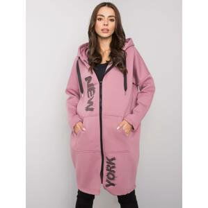 RŮŽOVÁ  DLOUHÁ MIKINA LORIENT S NÁPISEM NEW YORK RV-BL-7223.22-PINK Velikost: S/M