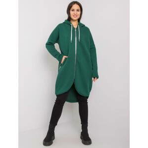 TMAVĚ ZELENÁ DÁMSKÁ DLOUHÁ MIKINA NA ZIP RV-BL-5775.17X-DARK GREEN Velikost: S/M