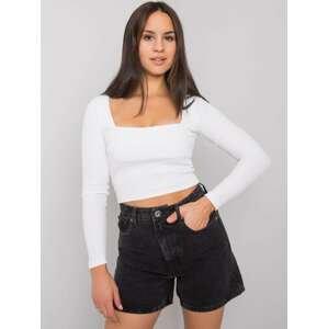 BÍLÝ DÁMSKÝ CROP TOP S DLOUHÝMI RUKÁVY RV-BZ-7314.97-WHITE Velikost: L