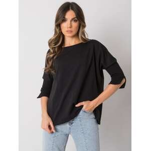 ČERNÉ DÁMSKÉ OVERSIZE TRIČKO S 3/4 RUKÁVY RV-BZ-7362.19-BLACK Velikost: S/M