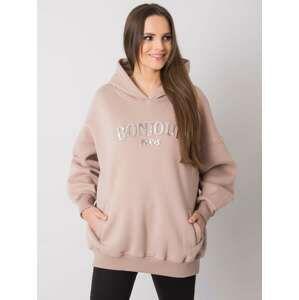 BÉŽOVÁ DÁMSKÁ OVERSIZE MIKINA S KAPUCÍ RV-BL-7357.35X-BEIGE Velikost: S/M