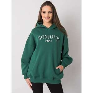 TMAVĚ ZELENÁ DÁMSKÁ OVERSIZE MIKINA S KAPUCÍ RV-BL-7357.35X-DARK GREEN Velikost: L/XL