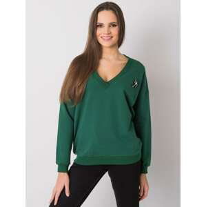 TMAVĚ ZELENÁ DÁMSKÁ MIKINA S VÝSTŘIHEM RV-BL-7370.78P-DARK GREEN Velikost: S/M