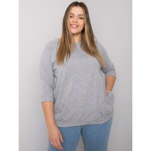 ŠEDÁ BAVLNĚNÁ BASIC HALENKA EMMA S RAGLÁNOVÝMI RUKÁVY A KAPSAMI -RV-BZ-7044.66P-GREY Velikost: ONE SIZE