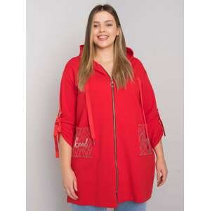 ČERVENÁ DÁMSKÁ MIKINA NA ZIP S KAPSAMI RV-BL-6795.84-RED Velikost: ONE SIZE