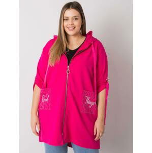 TMAVĚ RŮŽOVÁ DÁMSKÁ MIKINA NA ZIP S KAPSAMI RV-BL-6795.84-FUCHSIA Velikost: ONE SIZE