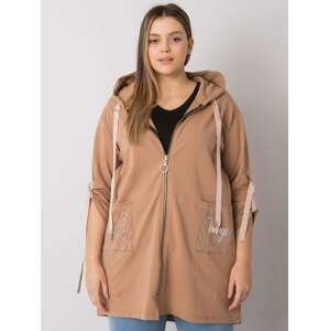 SVĚTLE HNĚDÁ DÁMSKÁ MIKINA NA ZIP S KAPSAMI RV-BL-6795.84-CAMEL Velikost: ONE SIZE