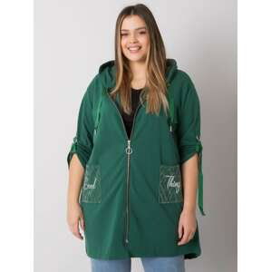 TMAVĚ ZELENÁ DÁMSKÁ MIKINA NA ZIP S KAPSAMI RV-BL-6795.84-DARK GREEN Velikost: ONE SIZE