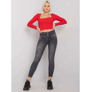 ŠEDÉ DÁMSKÉ SKINNY DŽÍNY S KNOFLÍKY MH-SP-8783.52P-GRAY Velikost: 33