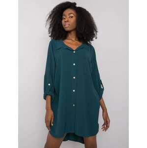 TMAVĚ ZELENÉ VOLNÉ KOŠILOVÉ ŠATY DHJ-SK-13938.02P-DARK GREEN Velikost: ONE SIZE