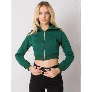 TMAVĚ ZELENÁ DÁMSKÁ KRÁTKÁ MIKINA NA ZIP RV-BL-7305.79-DARK GREEN Velikost: S/M