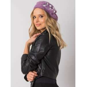 ŠEŘÍKOVÝ KOŽEŠINOVÝ BARET S KAMÍNKY AT-CZ-BF38834-1-LILAC Velikost: ONE SIZE