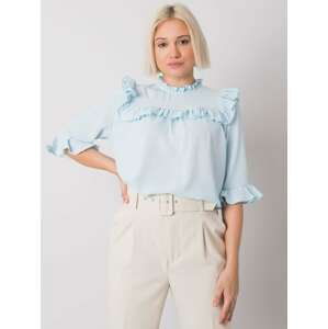 SVĚTLE MODRÁ DÁMSKÁ ELEGANTNÍ HALENKA S VOLÁNKY CHA-BZ-3312.30-LIGHT BLUE Velikost: S/M