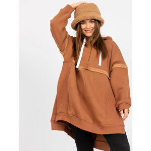 SVĚTLE HNĚDÁ OVERSIZE MIKINA BOSTON S KAPUCÍ -FA-BL-7571.64P-LIGHT BROWN Velikost: ONE SIZE