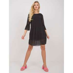 ČERNÉ ŠIFONOVÉ VZOROVANÉ ŠATY TAVUA DHJ-SK-10675-2.49P-BLACK Velikost: ONE SIZE