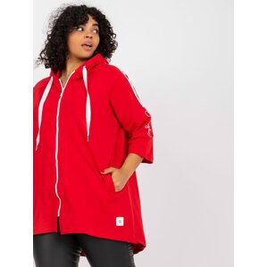 ČERVENÁ MIKINA MILEY NA ZIP S NÁPISEM NA RUKÁVU -RV-BL-6796.86-RED Velikost: ONE SIZE