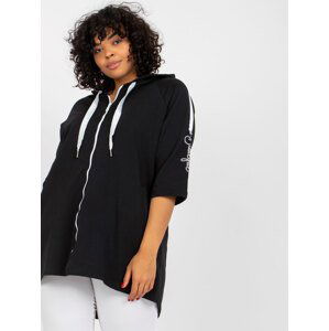 ČERNÁ MIKINA MILEY NA ZIP S NÁPISEM NA RUKÁVU -RV-BL-6796.86-BLACK Velikost: ONE SIZE