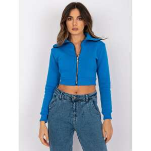 MODRÁ DÁMSKÁ CROP MIKINA NA ZIP RV-BL-7305.79-BLUE Velikost: S/M