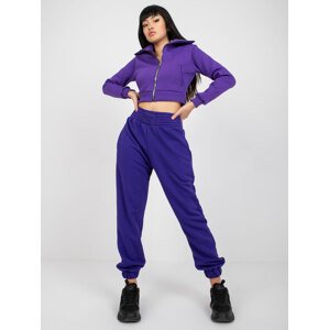 FIALOVÉ DÁMSKÉ TEPLÁKY S VYSOKÝM PASEM RV-DR-7460.11-DARK PURPLE Velikost: S/M