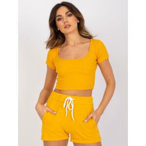 SVĚTLE ORANŽOVÝ DÁMSKÝ CROP TOP S KRÁTKÝMI RUKÁVY RV-TS-7538.12P-LIGHT ORANGE Velikost: S