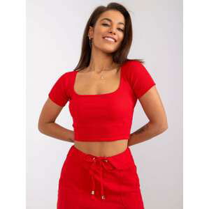 ČERVENÝ DÁMSKÝ CROP TOP  S KRÁTKÝMI RUKÁVY RV-TS-7538.12P-RED Velikost: XS