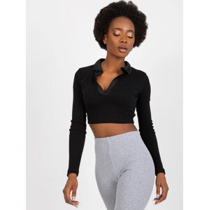 ČERNÝ CROP TOP S DLOUHÝM RUKÁVEM RV-BZ-7563.02-BLACK Velikost: XS