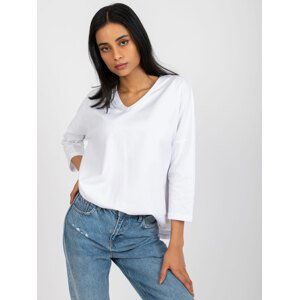 BÍLÁ OVERSIZE HALENKA SYLVIE S KRAJKOVÝMI ZÁDY -RV-BZ-7558.30-WHITE Velikost: S/M