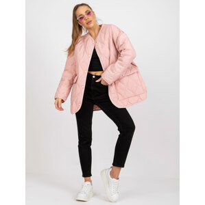 PUDROVÁ PROŠÍVANÁ DELŠÍ BUNDA CALLIE RV-KR-001.95P-POWDER PINK Velikost: S/M