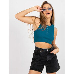 PETROLEJOVÝ CROP TOP S KNOFLÍČKY RILEY -RV-TP-7528.11X-PETROL BLUE Velikost: S