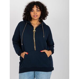 TMAVĚ MODRÁ MIKINA AMANDA S VÝRAZNÝM ZIPEM -RV-BL-7099.60-NAVY Velikost: ONE SIZE