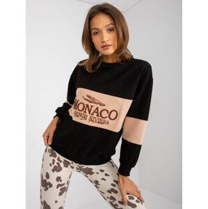 ČERNÁ MIKINA BETHANY S VÝŠIVKOU "MONACO" -FA-BL-7629.19P-BLACK Velikost: ONE SIZE