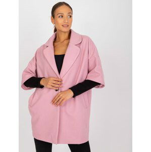 SVĚTLE RŮŽOVÝ VOLNÝ KABÁTEK ALIZ NA KNOFLÍK -CHA-PL-0409.30X-LIGHT PINK Velikost: L/XL