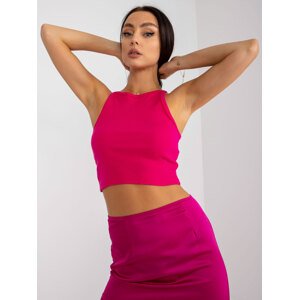 FUCHSIOVÝ ŽEBROVANÝ CROP TOP MARGO -RV-TP-7685.74-FUCHSIA PINK Velikost: S