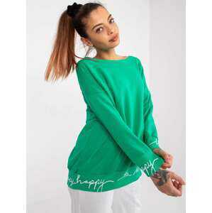 ZELENÁ MIKINA CHARLIZA S NÁPISY "HAPPY" NA LEMECH -RV-BL-5978.06P-GREEN Velikost: ONE SIZE