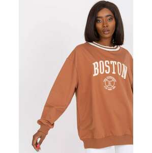 SVĚTLE HNĚDÁ MIKINA LOUNA S POTISKEM "BOSTON" -FA-BL-7636.46P-LIGHT BROWN Velikost: ONE SIZE