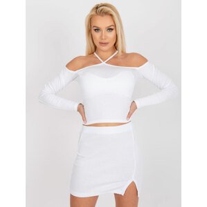 BÍLÁ ŽEBROVANÁ HALENKA S DLOUHÝM RUKÁVEM -RV-BZ-7680.98-WHITE Velikost: M