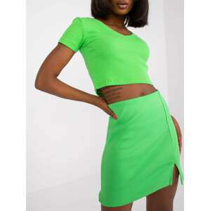 SVĚTLE ZELENÝ DÁMSKÝ CROP TOP S KRÁTKÝMI RUKÁVY RV-TS-7681.18-GREEN Velikost: M