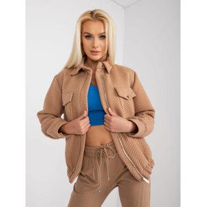 KARAMELOVÁ PŘECHODOVÁ BUNDA TIVOLI  S PROŠÍVÁNÍM -RV-KR-007.95P-CARAMEL BROWN Velikost: S/M