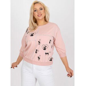 RŮŽOVÁ HALENKA S POTISKEM KOČEK RV-BZ-7575.26P-PINK Velikost: ONE SIZE