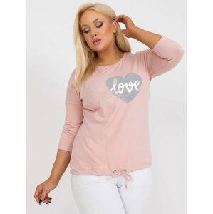 RŮŽOVÁ HALENKA S POTISKEM A VÁZÁNÍM V PASE RV-BZ-0232.98-PINK Velikost: ONE SIZE